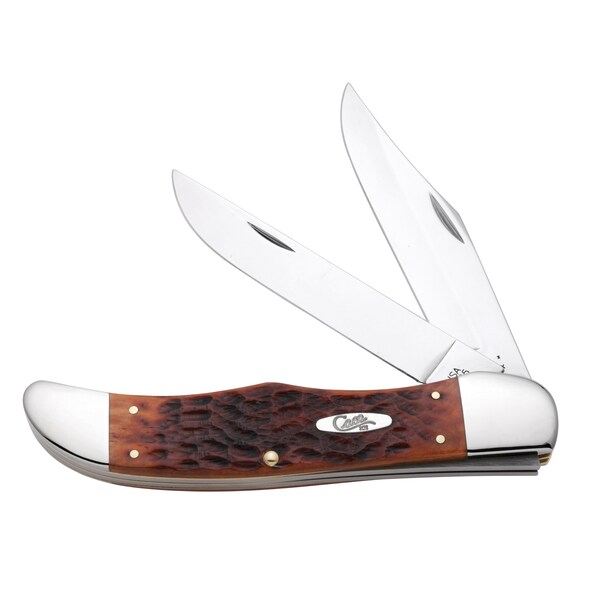 Case Cutlery 2023 Case Chestnut Bone Cv Standard Jig Folding Hunter 6265 Cv W/Leather Sheath - CAS-07013