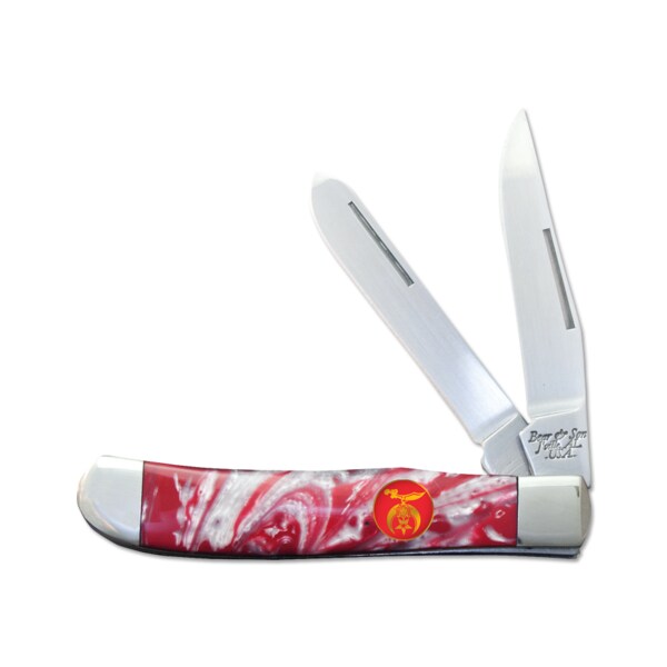 Bear & Sons Cutlery 2023 Bear 3 1/2' Red & White Shriners Trapper With 4 Color Box - BEA-S907S