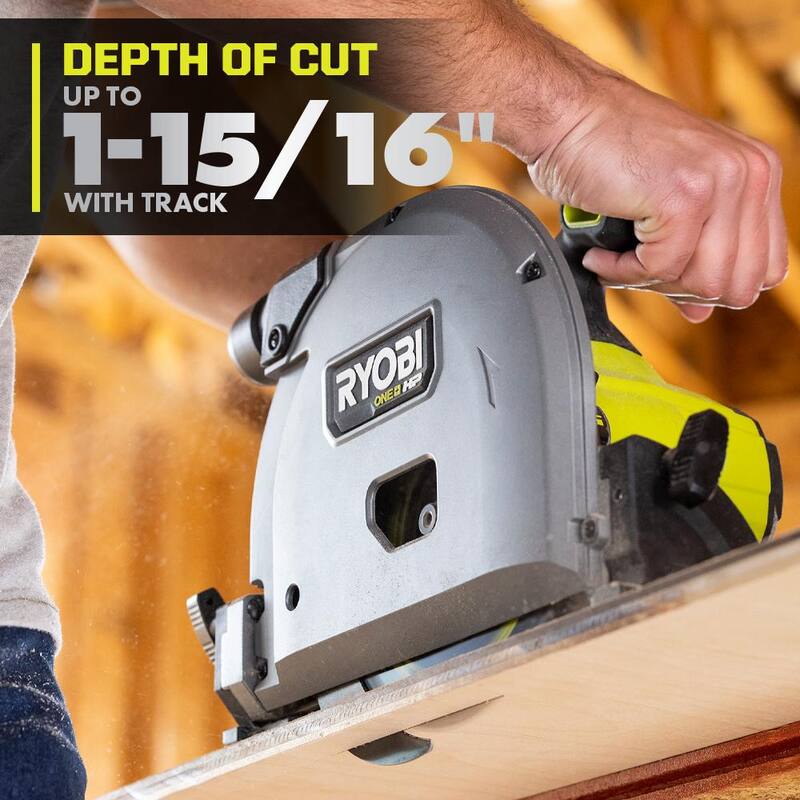 RYOBI ONE+ HP Kit de Sierra Circular Inalámbrica Track Saw de 18V sin escobillas de 6-1/2 pulgadas con (3) baterías de 4.0 Ah y cargador - PTS01K-PBP2005