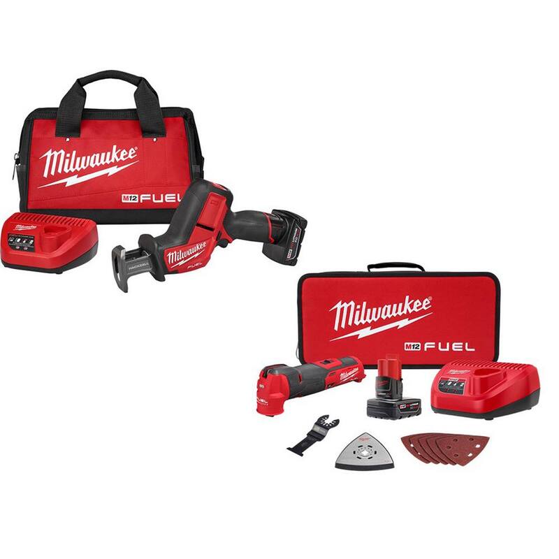Sierra recíproca inalámbrica Milwaukee M12 FUEL 12V de iones de litio sin escobillas HACKZALL Kit de sierra recíproca W/M12 Kit de herramienta multifunción oscilante - 2520-21XC-2526-21XC