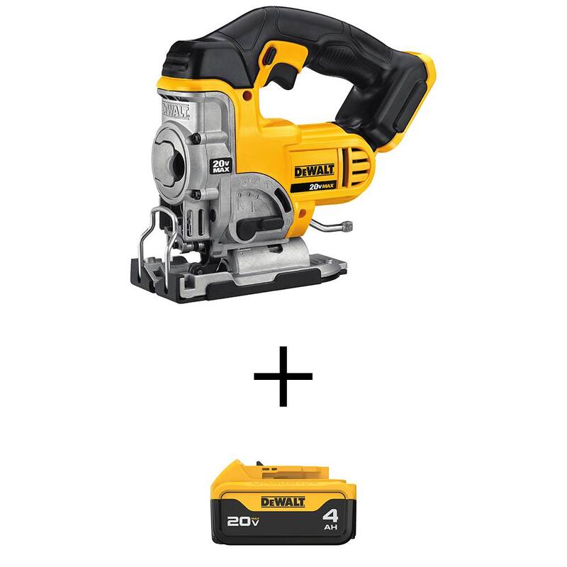 Sierra de calar inalámbrica DEWALT 20V MAX y (1) Batería de litio de primera calidad de 20V MAX 4.0Ah - DCS331BW204