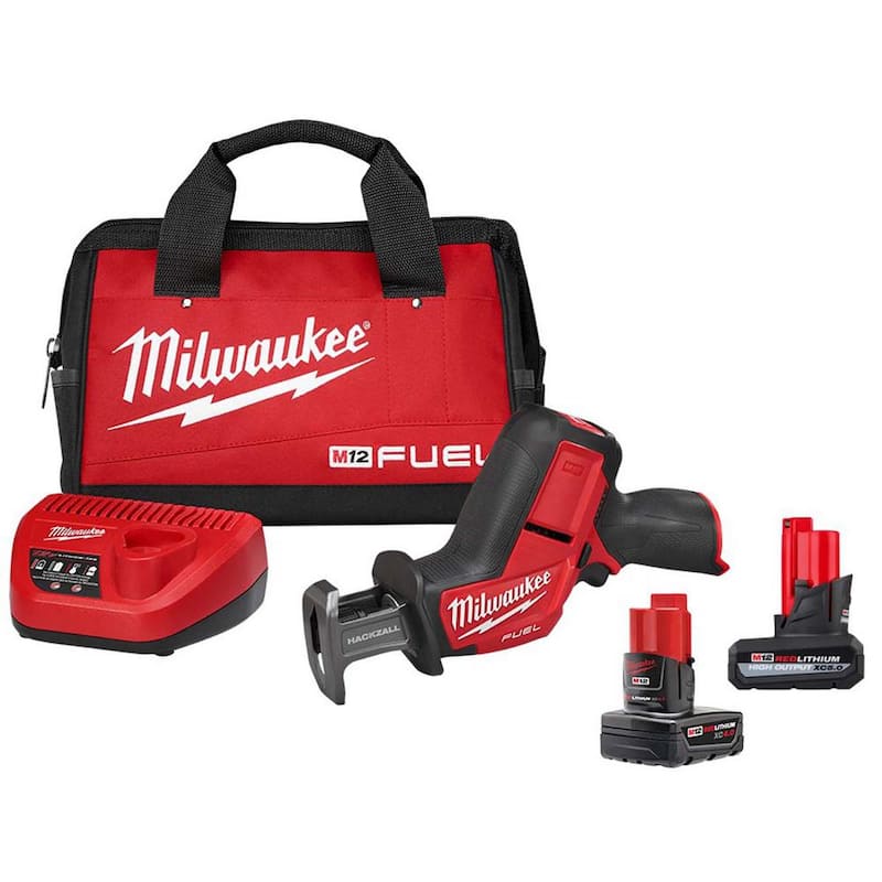 Milwaukee M12 FUEL 12-Volt Lithium-Ion Brushless Cordless HACKZALL Sierra reciprocante con kit de batería XC de alta capacidad de 5.0 Ah - 2520-21XC-48-11-2450