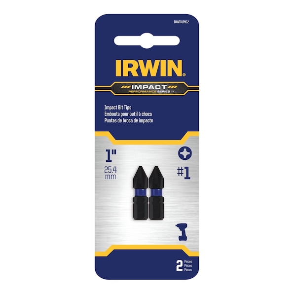 Irwin Impact Performance Series Phillips #1 X 1 in. L Insert Bit S2 Tool Steel 2 pc - IWAF31PH12