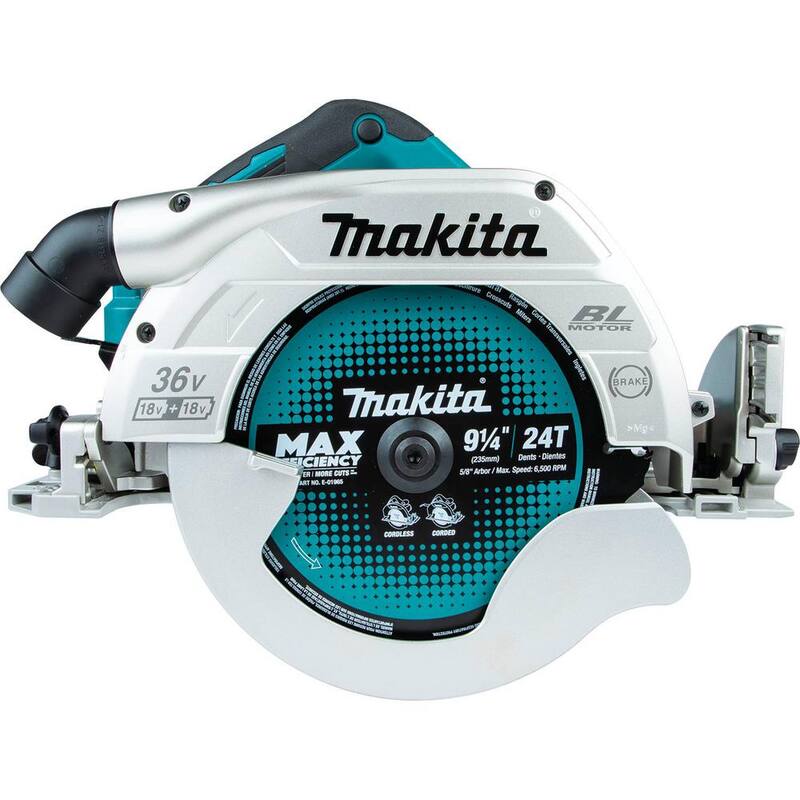 Sierra circular inalámbrica sin escobillas Makita 18V x2 LXT de iones de litio (36V) de 9-1/4 pulgadas con base compatible para riel guía (herramienta solamente) - XSH10Z
