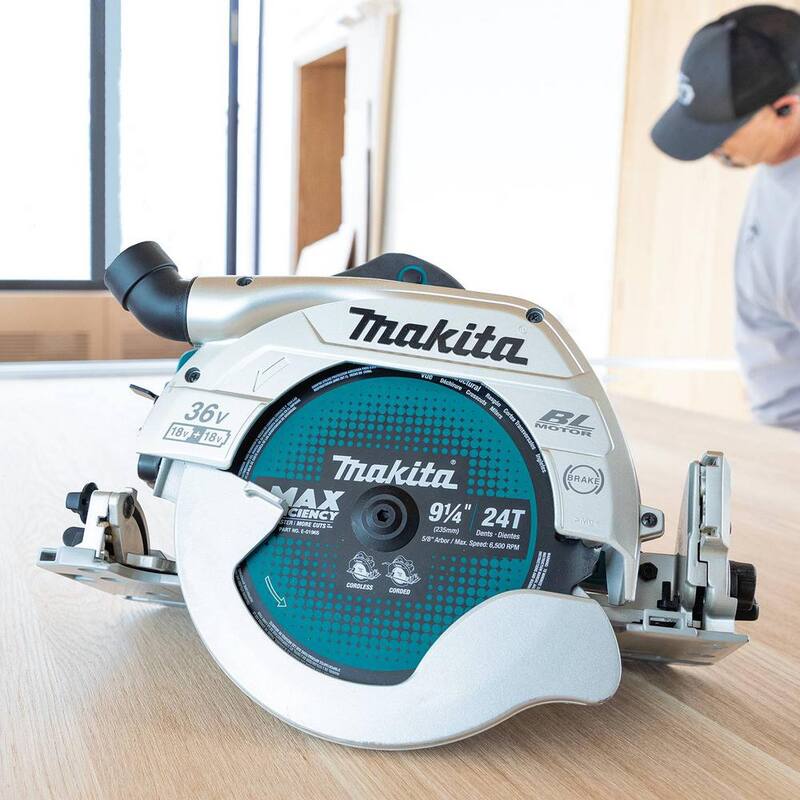 Sierra circular inalámbrica sin escobillas Makita 18V x2 LXT de iones de litio (36V) de 9-1/4 pulgadas con base compatible para riel guía (herramienta solamente) - XSH10Z