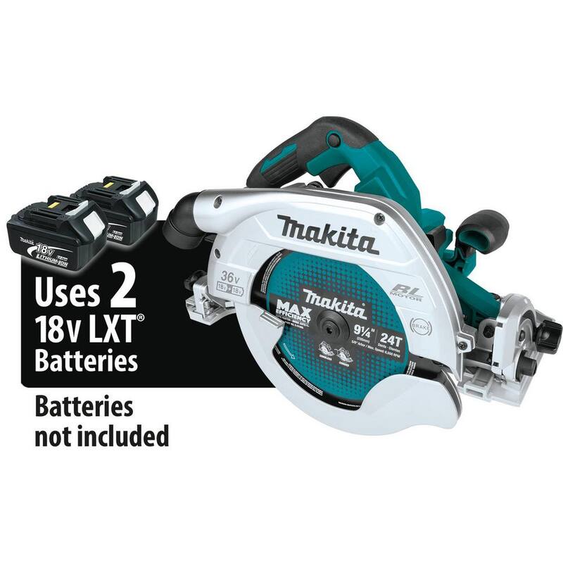 Sierra circular inalámbrica sin escobillas Makita 18V x2 LXT de iones de litio (36V) de 9-1/4 pulgadas con base compatible para riel guía (herramienta solamente) - XSH10Z