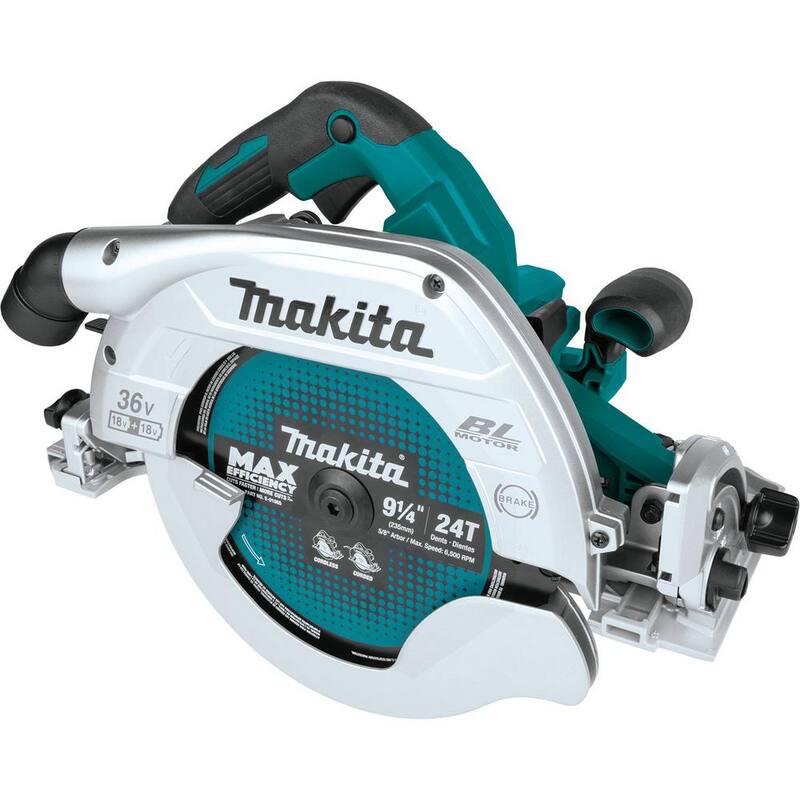 Sierra circular inalámbrica sin escobillas Makita 18V x2 LXT de iones de litio (36V) de 9-1/4 pulgadas con base compatible para riel guía (herramienta solamente) - XSH10Z