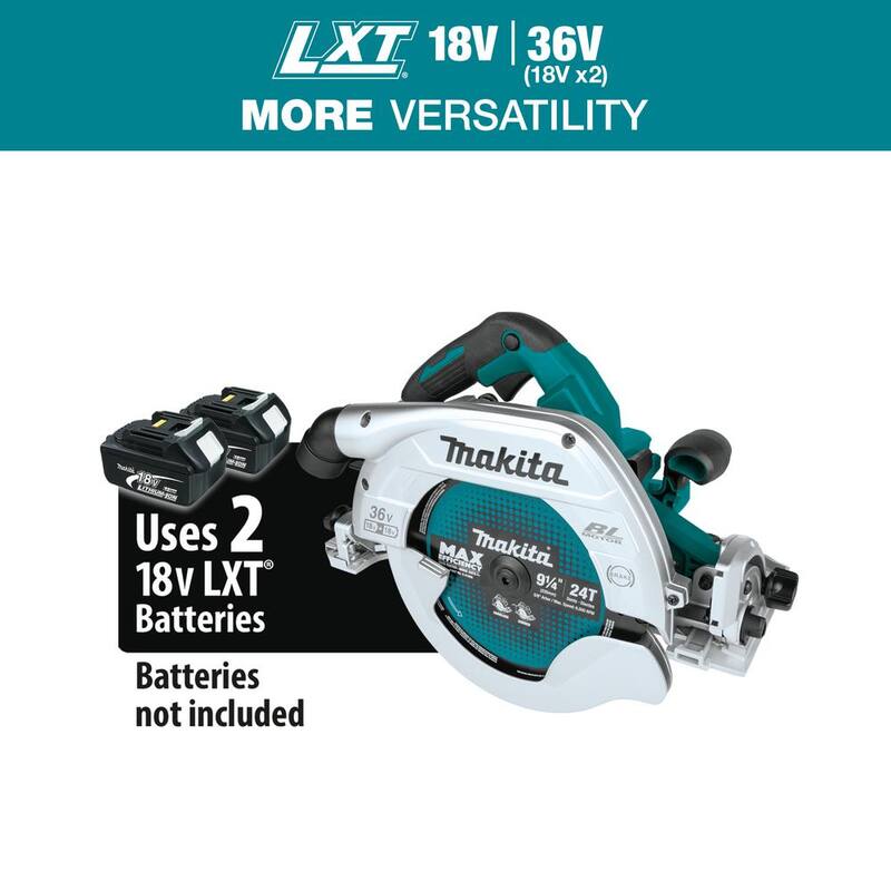Sierra circular inalámbrica sin escobillas Makita 18V x2 LXT de iones de litio (36V) de 9-1/4 pulgadas con base compatible para riel guía (herramienta solamente) - XSH10Z