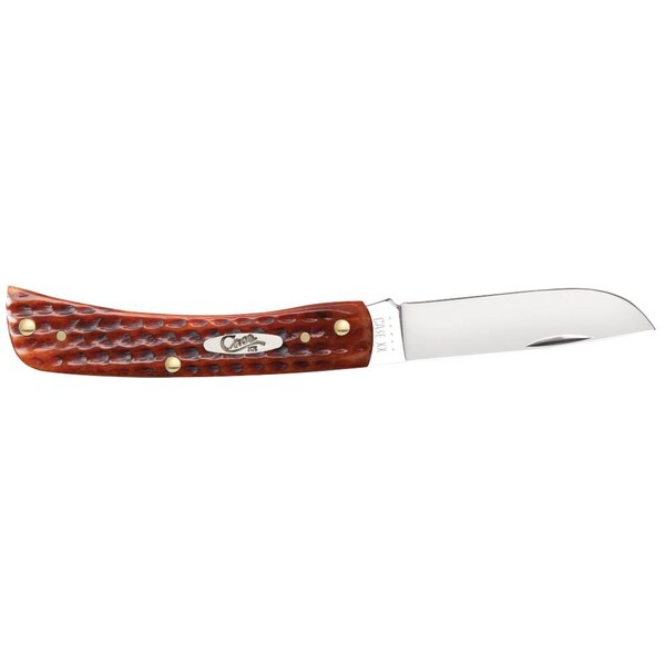 Case Cutlery 2023 Case Pocket Worn Harvest Orange Bone Corn Cob Jig Sod Buster Jr 6137 Ss - CAS-07396