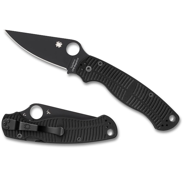 Spyderco 2024 Spyderco Reveal 14, Para Military 2 Salt Black G-10 Cpm Magnacut Black Blade, Plain Edge - SPY-C81GBKYLMCP2