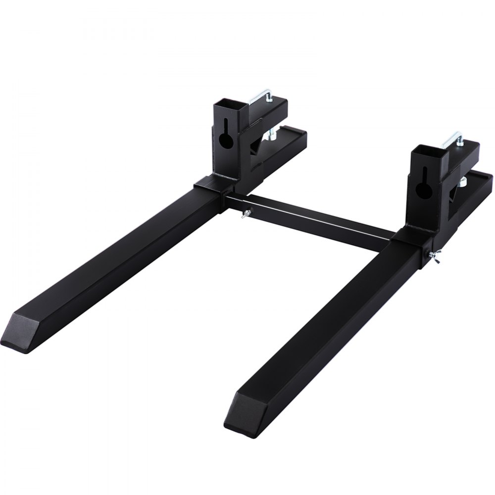 VEVOR Pallet Forks 42.9" 4000 Lbs Max, Clamp On Tractor Bucket Forks with Adjustable Stabilizer Bar, Heavy Duty Front Loader Forks 58.7" Total Length, Fork Attachment for Skid Steer, Loader Bucket - 4000LBKTHCT000001V0
