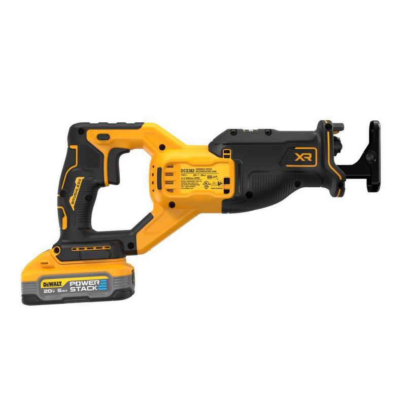 Sierra sable inalámbrica DEWALT 20V MAX de iones de litio sin escobillas con kit de batería 5.0Ah POWERSTACK y cargador - DCS382H1