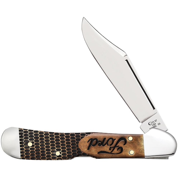 Case Cutlery 2023 Case Ford Gift Set Embellished Smooth Natural Bone Copperlock 61549L Ss Wooden Box - CAS-14324