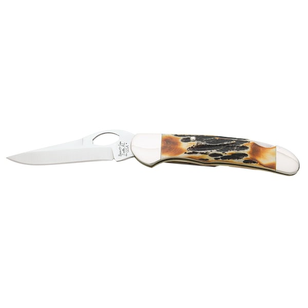 Bear & Sons Cutlery 2023 Bear 3 3/4' Genuine India Stag Bone Locking Cowhand W/Pocket Clip - BEA-5149L