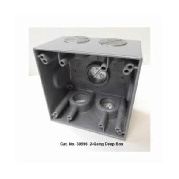 Mulberry Electrical Box, 37.3 cu in, Outlet Box Type, 2 Gangs, Aluminum, Square Shape - 30596