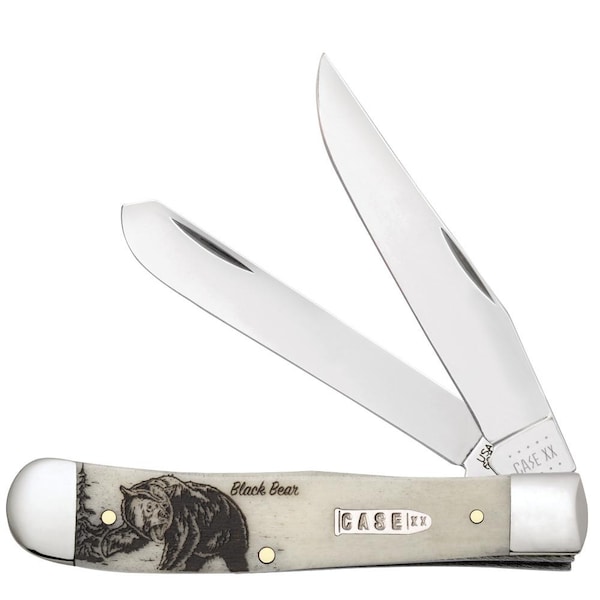 Case Cutlery 2023 Case Sportsman Series Embellished Smooth Natural Bone Trapper 6254 Ss Gift Tin Black Bear - CAS-60577