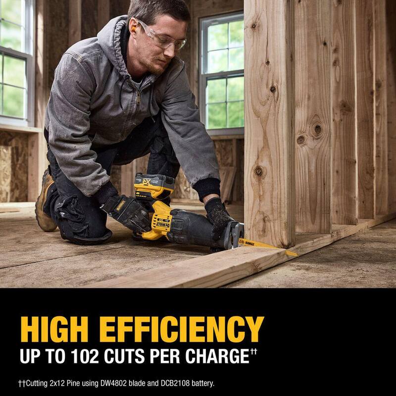 Sierra recíproca inalámbrica DEWALT de 20V XR de ion de litio con batería de 8.0 Ah y cargador - DCS384WW1