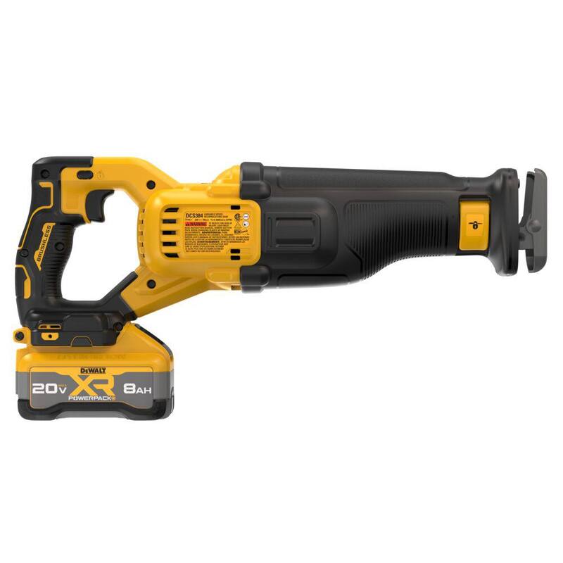 Sierra recíproca inalámbrica DEWALT de 20V XR de ion de litio con batería de 8.0 Ah y cargador - DCS384WW1