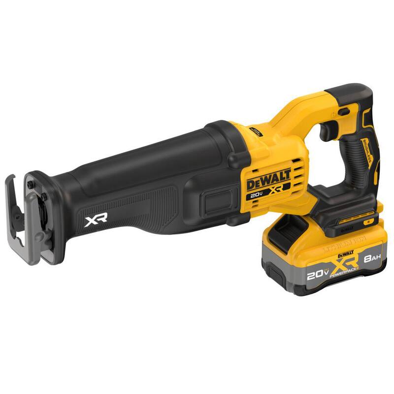 Sierra recíproca inalámbrica DEWALT de 20V XR de ion de litio con batería de 8.0 Ah y cargador - DCS384WW1