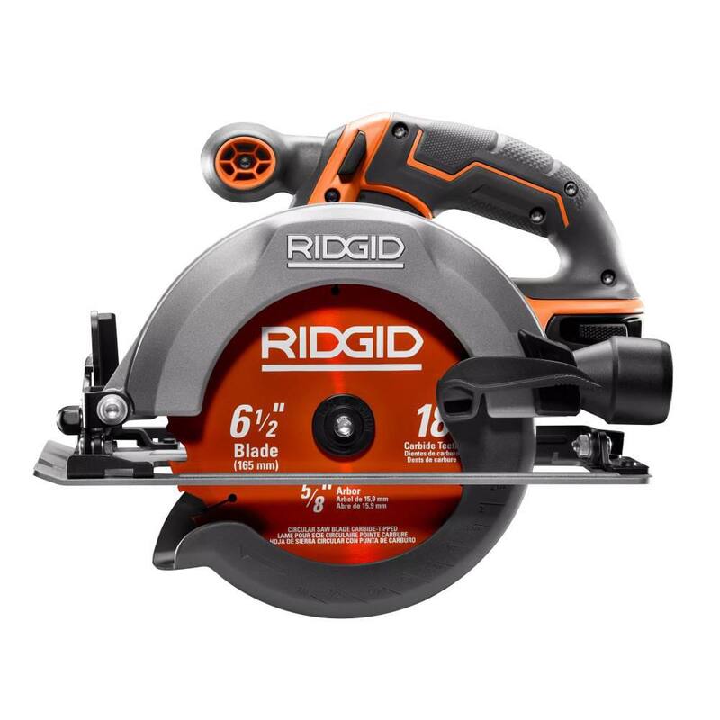 Sierra circular inalámbrica RIDGID de 18V de 6 1/2 pulgadas con kit de batería de 4.0 Ah y cargador con una hoja adicional de sierra circular de 6-1/2 pulgadas - R8655KN-AC612N.