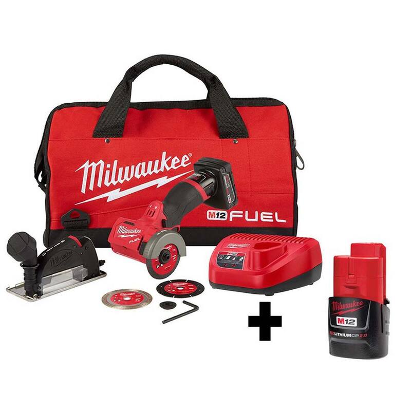 Kit de sierra circular inalámbrica sin escobillas Milwaukee M12 FUEL de 12V y 3 pulgadas con batería de litio-ion de 2.0 Ah de bonificación - 2522-21XC-48-11-2420.