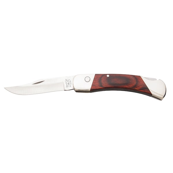 Bear & Sons Cutlery 2023 Bear 5' Rosewood Automatic Lockback With Metal Belt Clip & Leather Sheath - BEA-2A97R