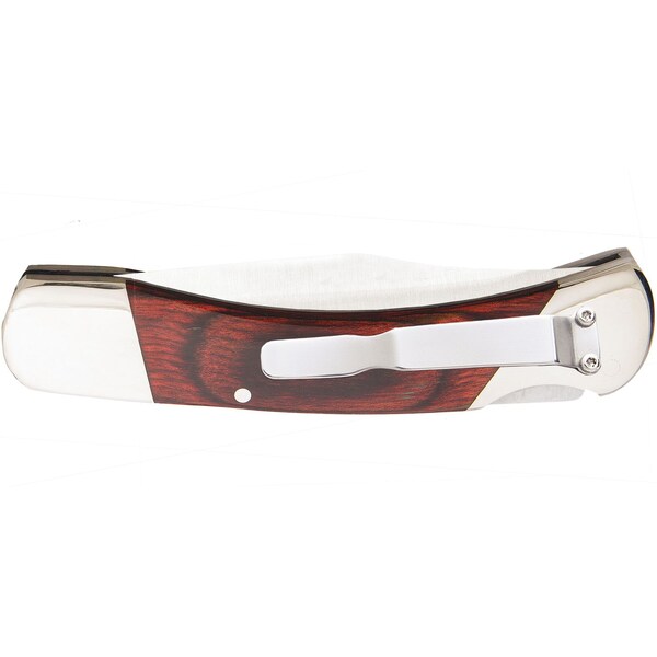 Bear & Sons Cutlery 2023 Bear 5' Rosewood Automatic Lockback With Metal Belt Clip & Leather Sheath - BEA-2A97R