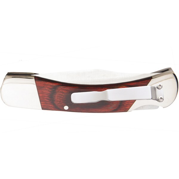 Bear & Sons Cutlery 2023 Bear 5' Rosewood Automatic Lockback With Metal Belt Clip & Leather Sheath - BEA-2A97R