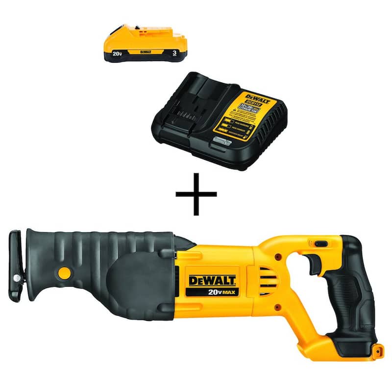 Sierra recíproca inalámbrica DEWALT 20V MAX, (1) batería compacta de iones de litio de 20V MAX 3.0Ah y cargador 12V-20V MAX - DCB230CwDCS380B