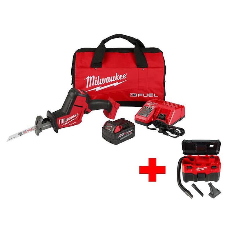 Milwaukee M18 FUEL 18-Volt Lithium-Ion Brushless Cordless Hackzall Saw Kit con aspiradora húmeda/seca M18 gratis - 2719-21-0880-20