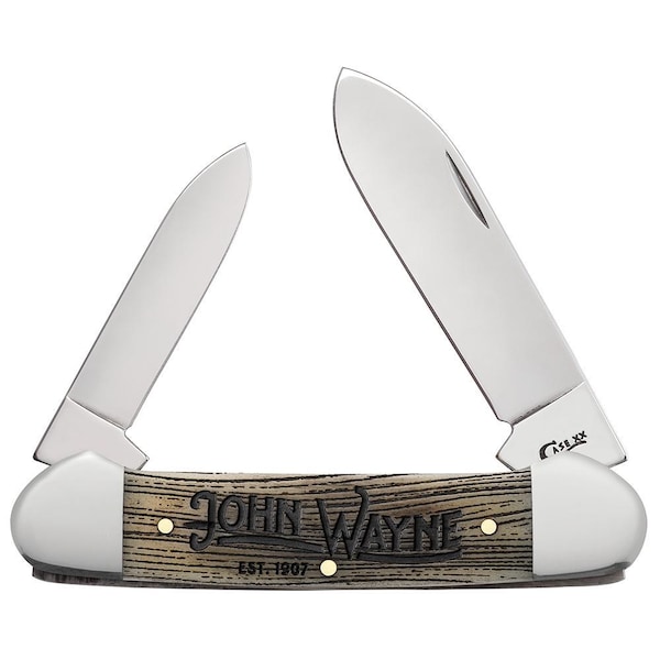 Case Cutlery John Wayne Gift Set Embellished Smooth Natural Bone Canoe 62131 Ss - CAS-10706