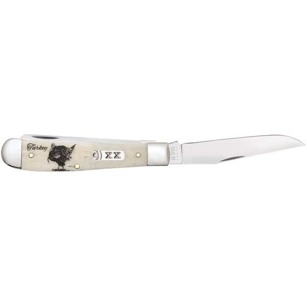 Case Cutlery Sportsman Series Embellished Smooth Natural Bone Trapper 6254 Ss Gift Tin Trophy Whitetail - CAS-60575