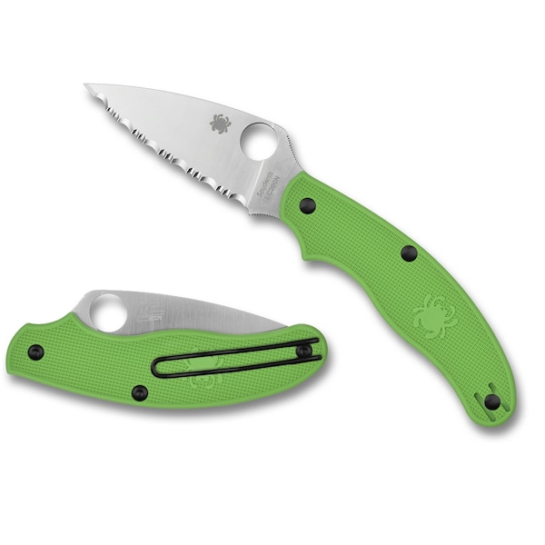 Spyderco 2024 Spyderco Reveal 10, Uk Penknife Salt Green Lc200N Steel, Serrated Edge - SPY-C94SGR