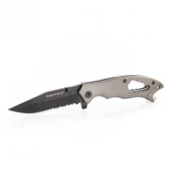 Sheffield Sheffield 4018910 3.0 in. Mechan Folder Combo Knife Blade with Aluminum Handle - 4018910