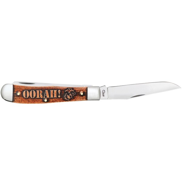 Case Cutlery Usmc Gift Set Embellished Smooth Natural Bone Trapper 6254 Ss W/Cinnamon Color Wash - CAS-13189