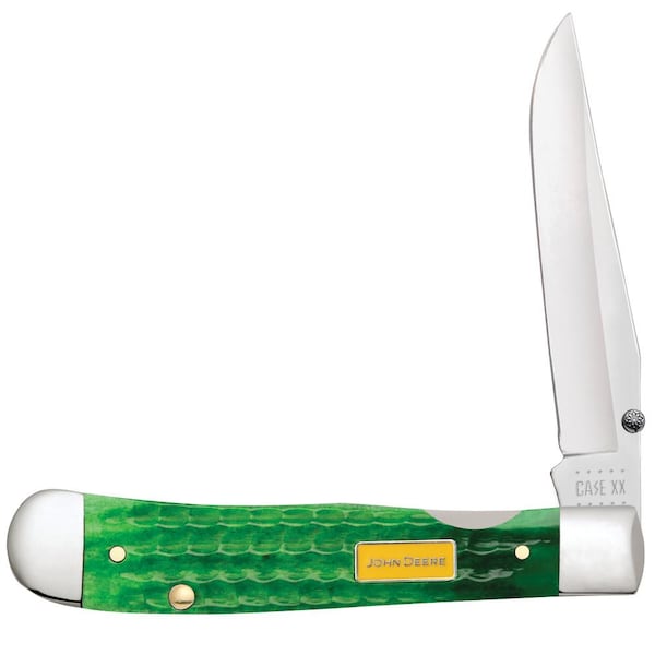 Case Cutlery 2023 Case John Deere Corn Cob Jig Bright Green Bone Kickstart Trapperlock 6154Ac Ss W/Pocket Clip - CAS-15767