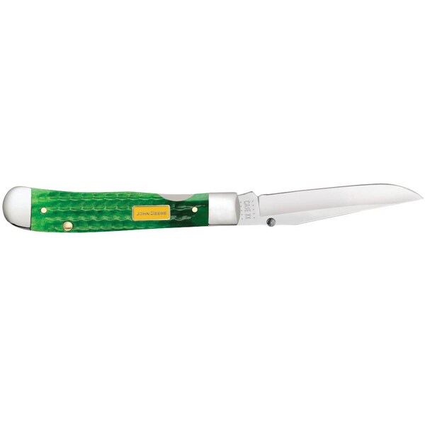 Case Cutlery 2023 Case John Deere Corn Cob Jig Bright Green Bone Kickstart Trapperlock 6154Ac Ss W/Pocket Clip - CAS-15767