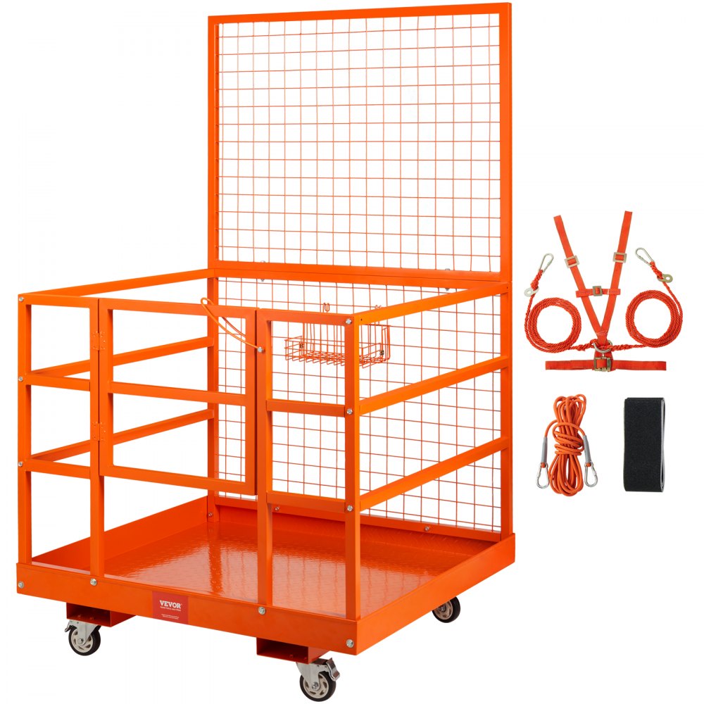VEVOR Forklift Safety Cage Work Platform 43X45in 1400lbs w/ Wheels for Aerial - CCGZPTCYMS214BM9RV0
