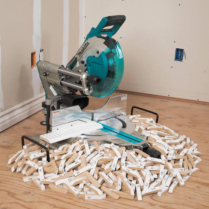 Sierra ingleteadora compuesta deslizante de bisel doble sin escobillas LXT de 10 pulgadas (36V) Makita 18V X2 con kit de 5.0Ah con base plegable para sierra ingleteadora - XSL04PTU-WST06
