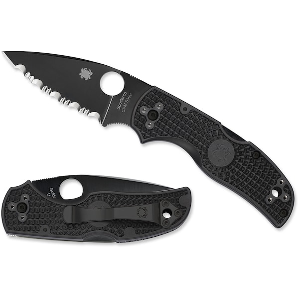Spyderco 2024 Spyderco Native 5 Lightweight Black Black Blade Serrated - SPY-C41SBBK5