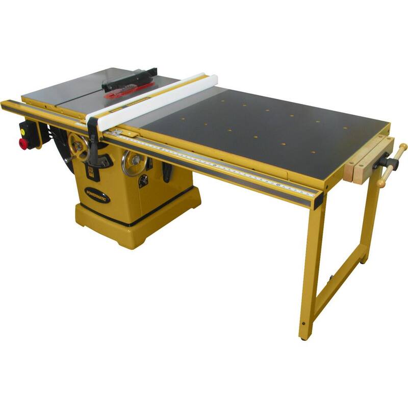 Sierra de mesa Powermatic PM2000B de 230 voltios, 3 HP, 1 fase, 50 pulgadas con valla Accuu-Fence y banco de trabajo - PM23150WK