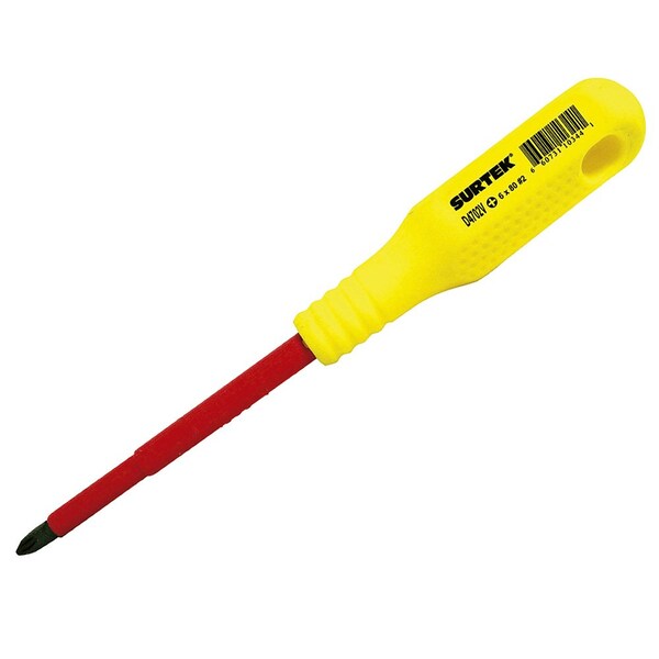 Surtek 1000V Insulated screwdriver round shank Phillips #2 x 4 in. - D402V
