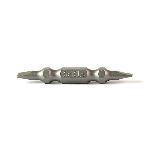 Superior Steel Slotted Double End Screwdriver Bits - 2 Inch Long - 4mm Wide Slot, PK 10 - SL204D-10PK