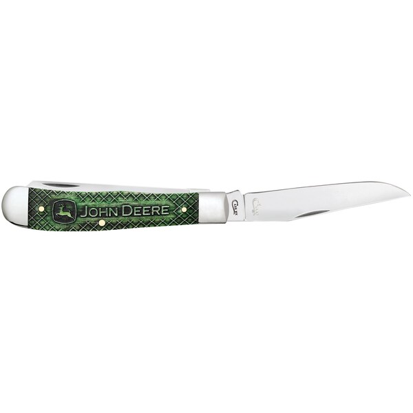 Case Cutlery John Deere Gift Set Embellished Smooth Natural Bone Trapper 6354 Ss W/Color Wash Jewel Box - CAS-15764