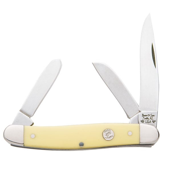 Bear & Sons Cutlery 2023 Bear 3 1/4' Yellow Delrin Medium Stockman - BEA-C318