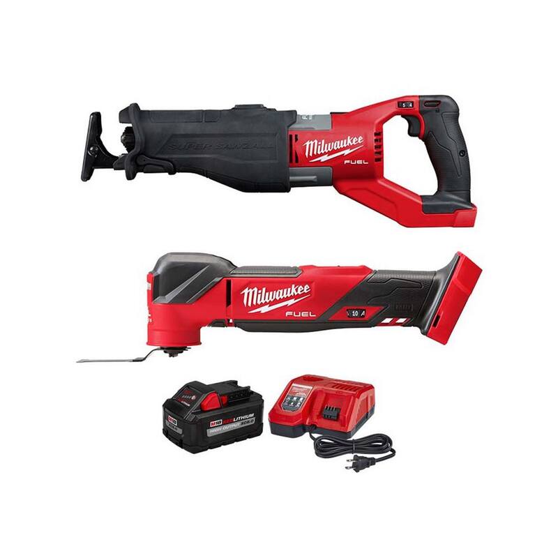 Sierra reciprocante orbital inalámbrica Milwaukee M18 FUEL de 18 voltios con batería de iones de litio sin escobillas, Multiherramienta y kit de inicio de 8.0Ah - 2722-20-2836-20-48-59-1880.