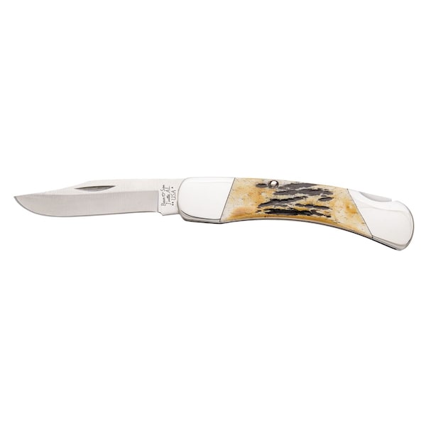 Bear & Sons Cutlery 2023 Bear 3 3/4' Genuine India Stag Bone Lockback - BEA-505