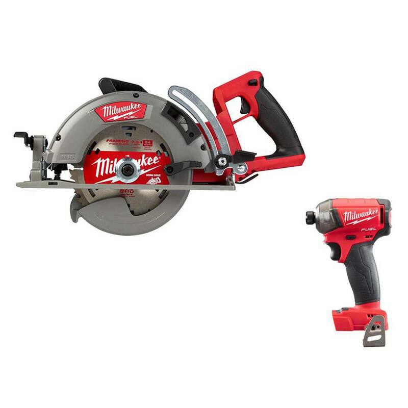 Milwaukee M18 FUEL 18V Sierra Circular Inalámbrica con Mango Trasero de 7-1/4 pulgadas de Litio-Ion W/M18 FUEL SURGE 1/4 pulgadas Impact Driver Hexagonal - 2830-20-2760-20