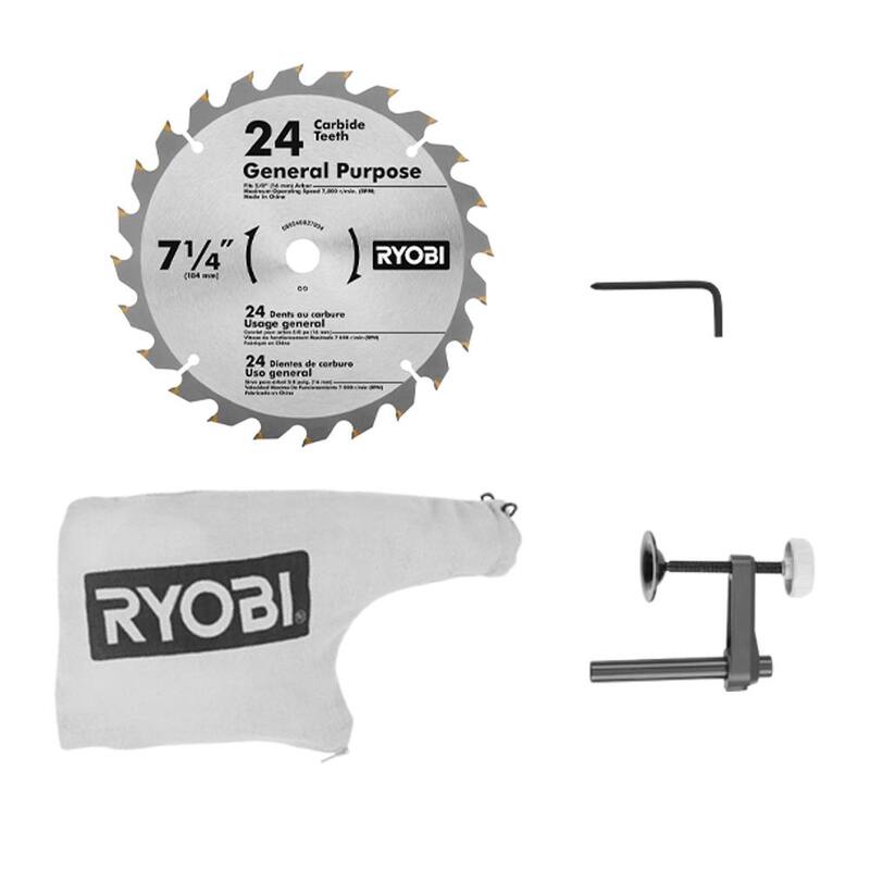 RYOBI ONE+ 18V Sierra Inglete Compuesta Inalámbrica de 7-1/4 pulgadas con Batería de 2.0 Ah y Cargador - P553-PSK005