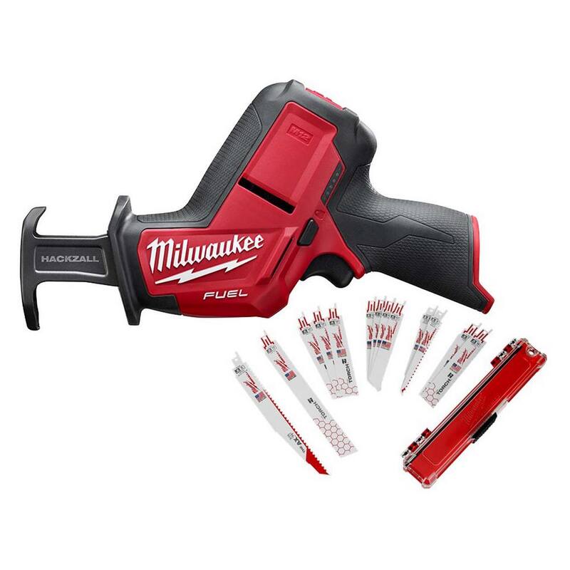 Sierra reciproca inalámbrica sin escobillas Milwaukee M12 FUEL 12V de iones de litio (herramienta solamente) con juego de hojas de sierra SAWZALL (25 piezas) - 2520-20-49-22-1113S